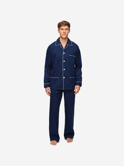 Derek Rose Men's Classic Fit Pyjamas Royal 40 Cotton Satin Navy outlook