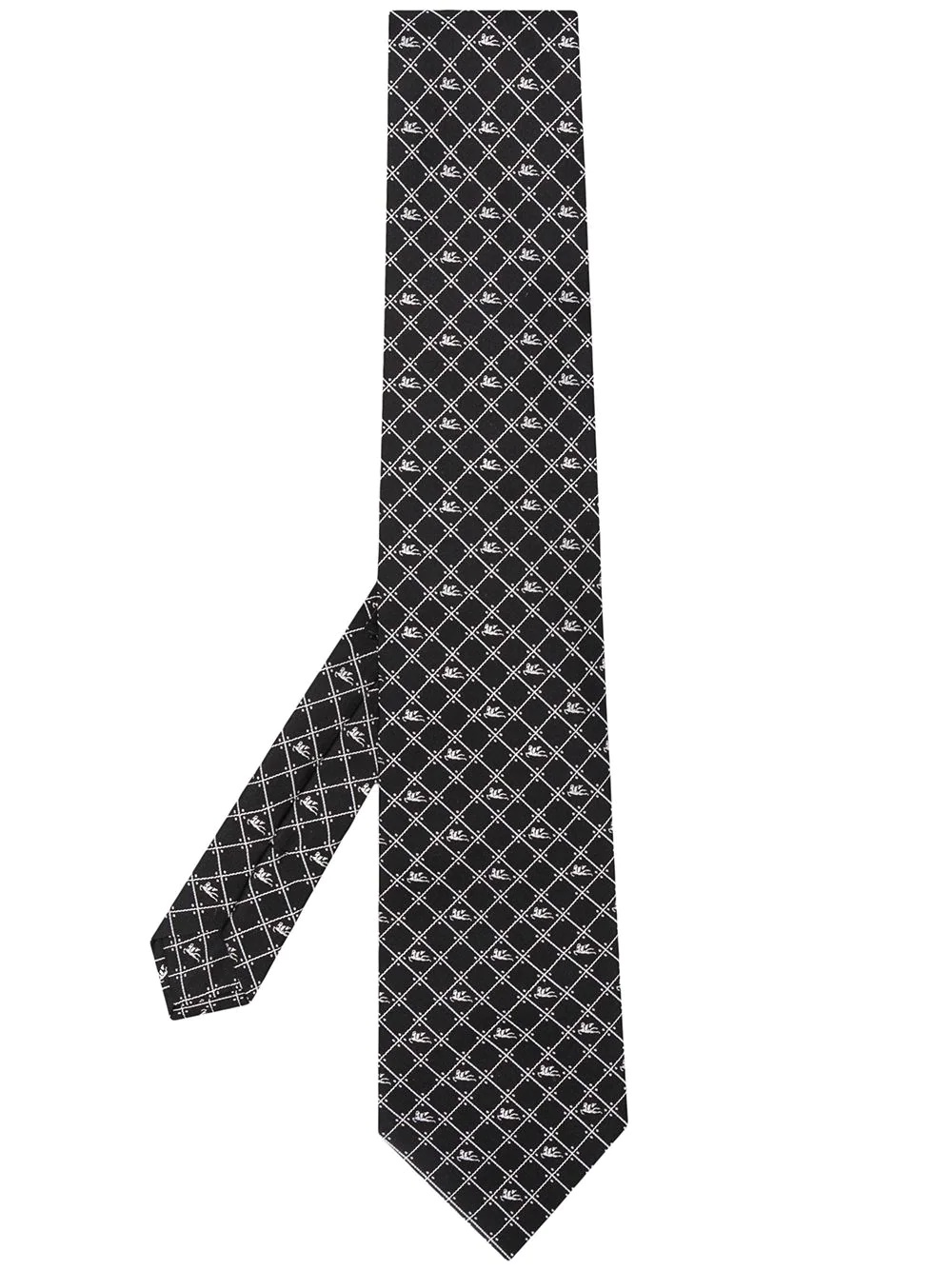 geometric-print silk tie - 1