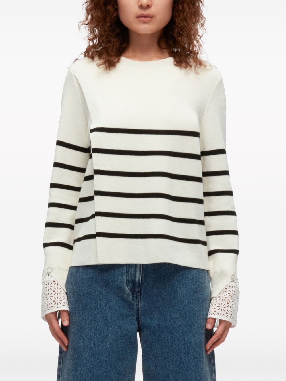 stripe-pattern wool jumper - 3