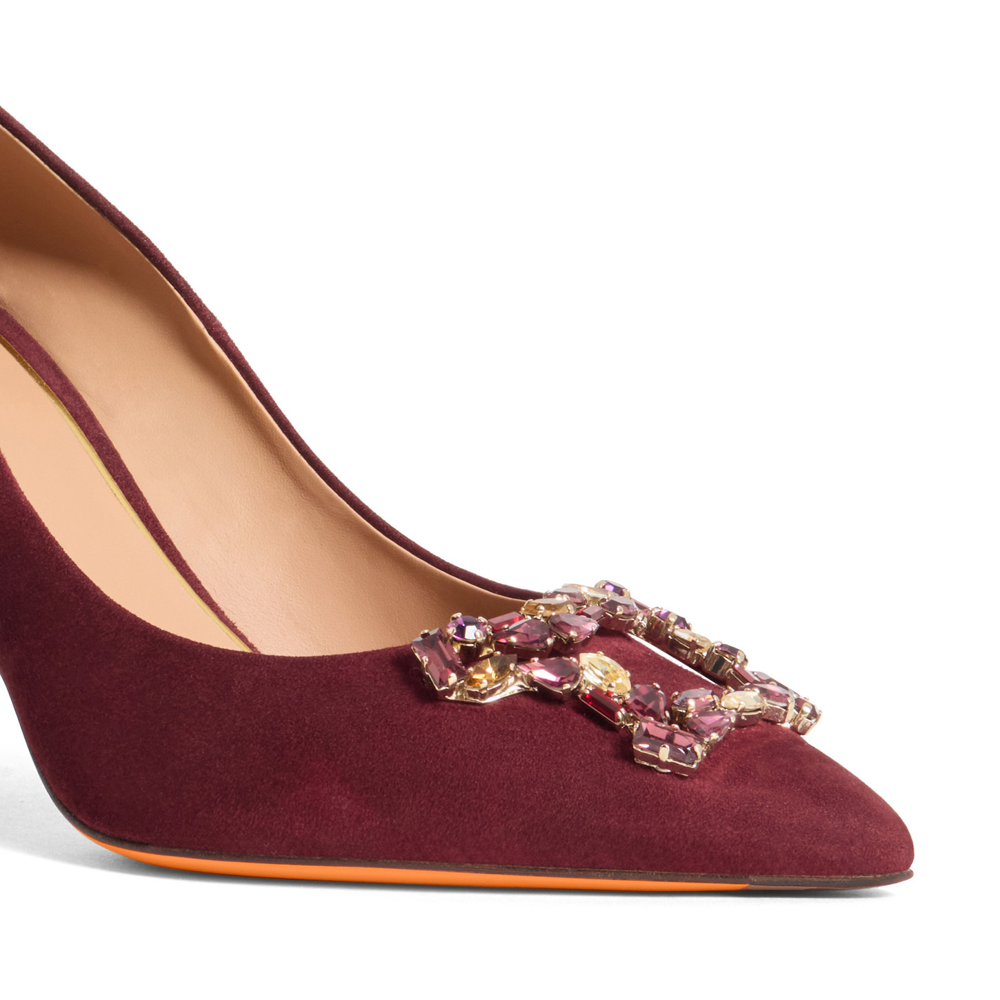 Women's burgundy suede high-heel Santoni Sibille pump - 6