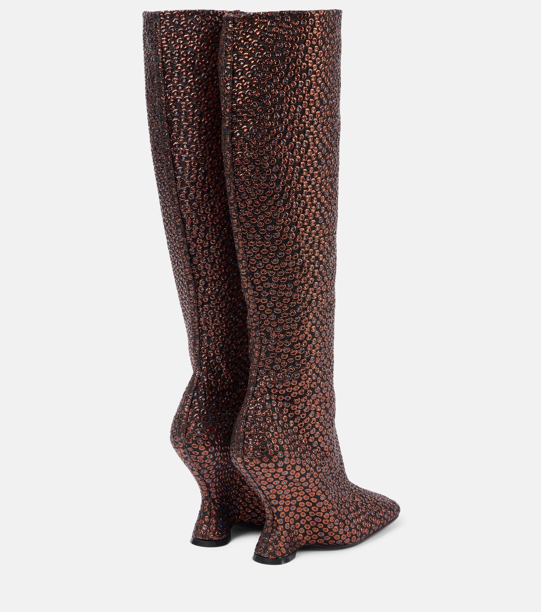 105 glitter wedge knee-high boots - 2