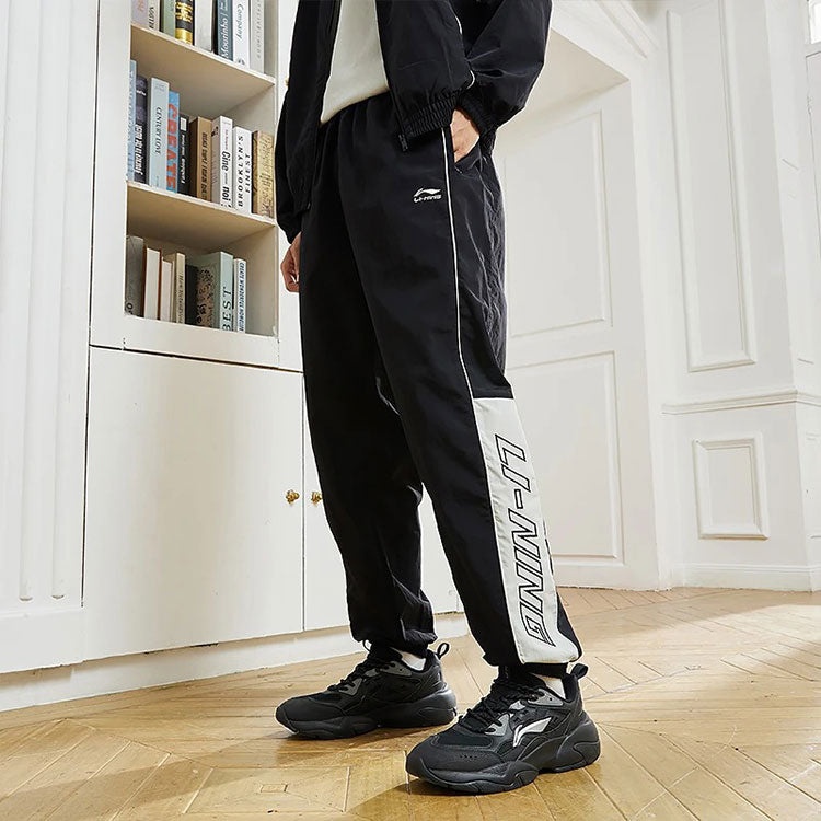 Li-Ning Lifestyle Loose Woven Jogging Pants 'Black White' AYKS837-3 - 7