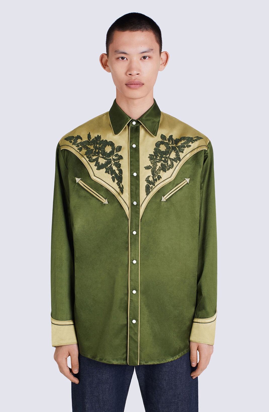 'Western Flower' casual satin shirt - 5