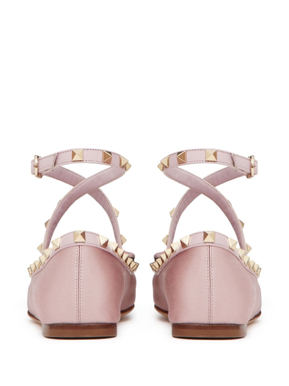 Rockstud-strap satin ballerinas - 3