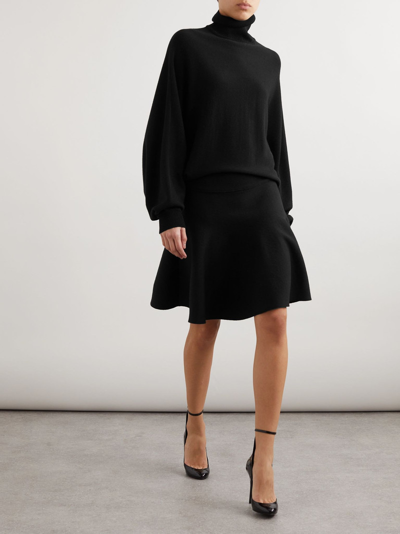 Alaïa Pleated virgin wool and wool-blend turtleneck mini dress Black outlook