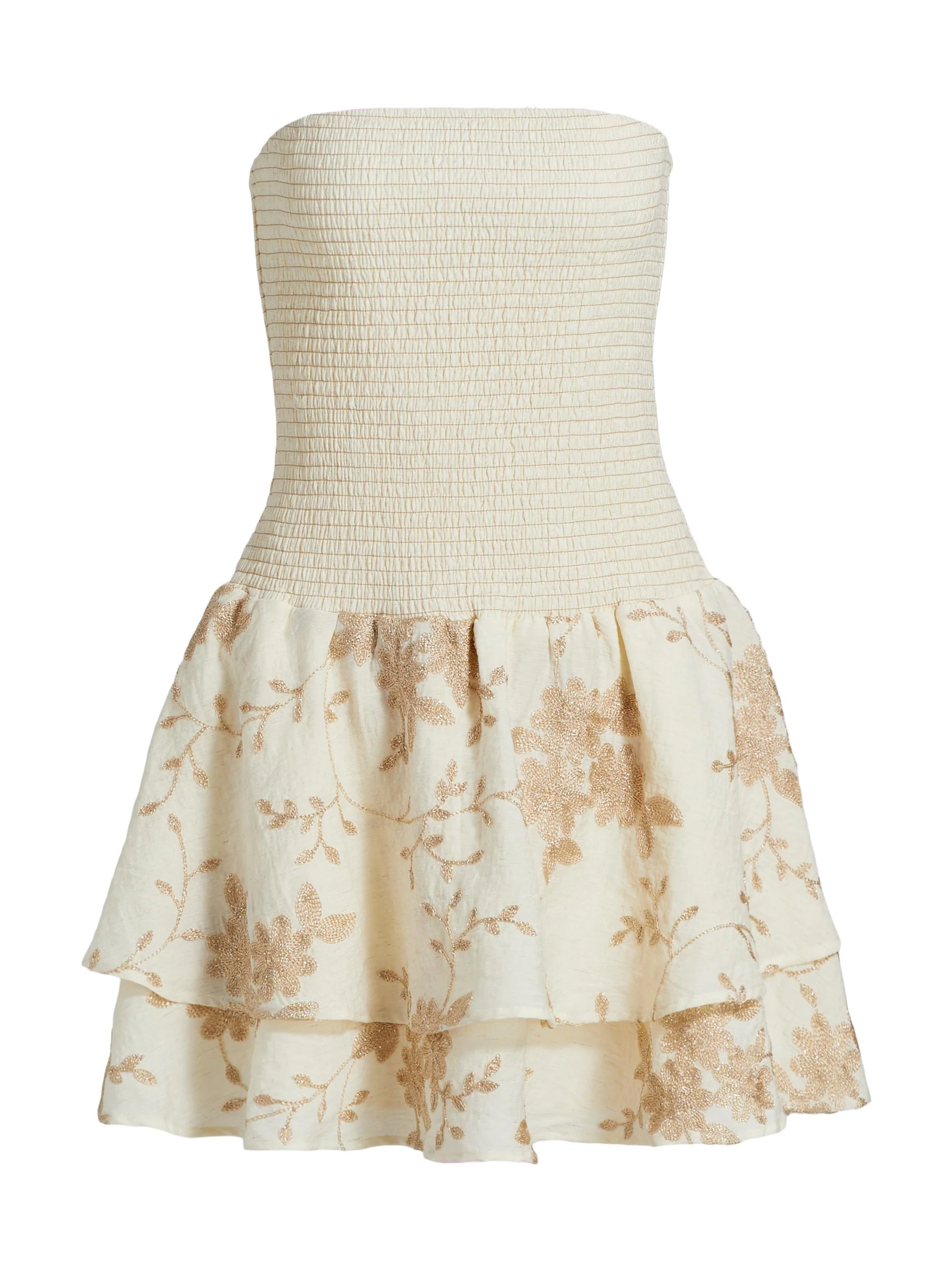 Women's Estrella Strapless Minidress - Ivory Lurex Embroidery - 1
