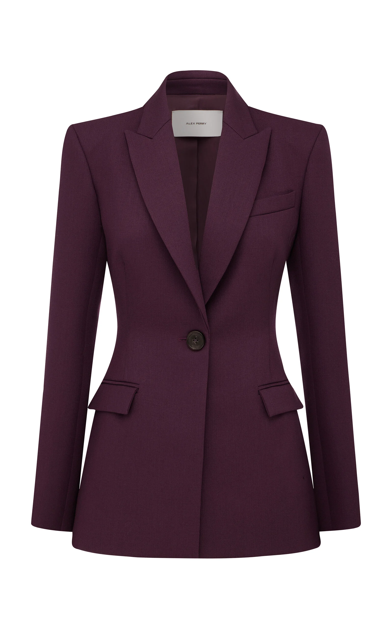 Single Breasted Contour Blazer In Wool Suiting burgundy - 1