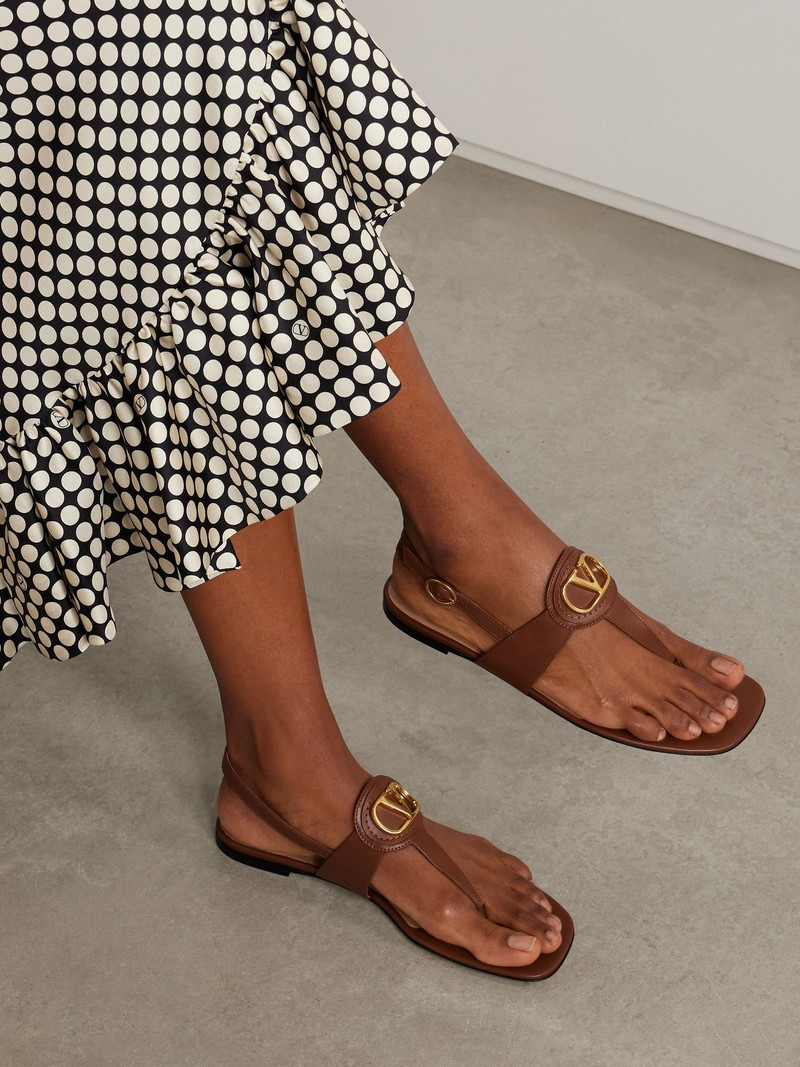 Valentino VLogo embellished leather sandals Tan outlook