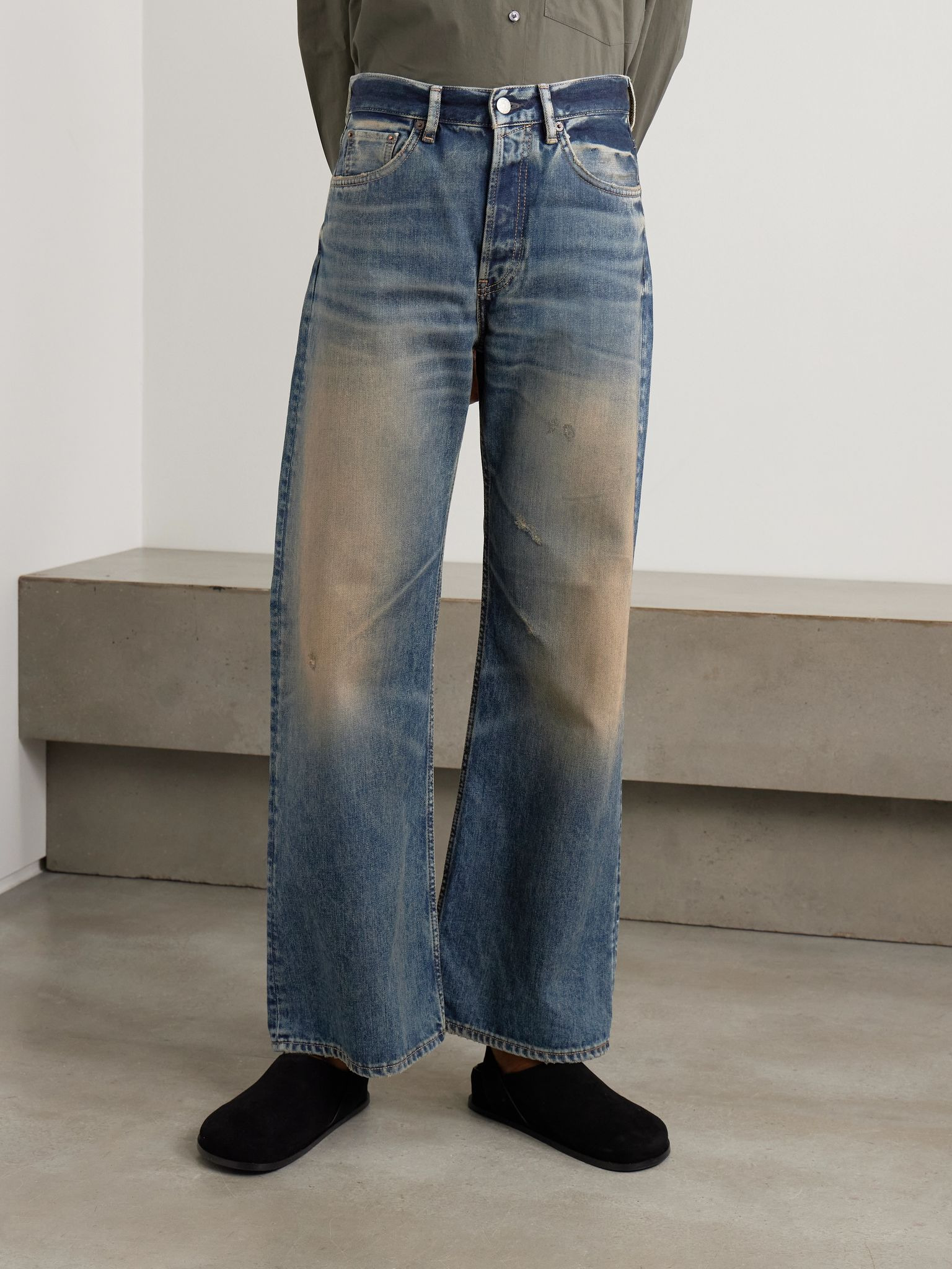 2021 distressed mid-rise flared organic jeans Blue - 3