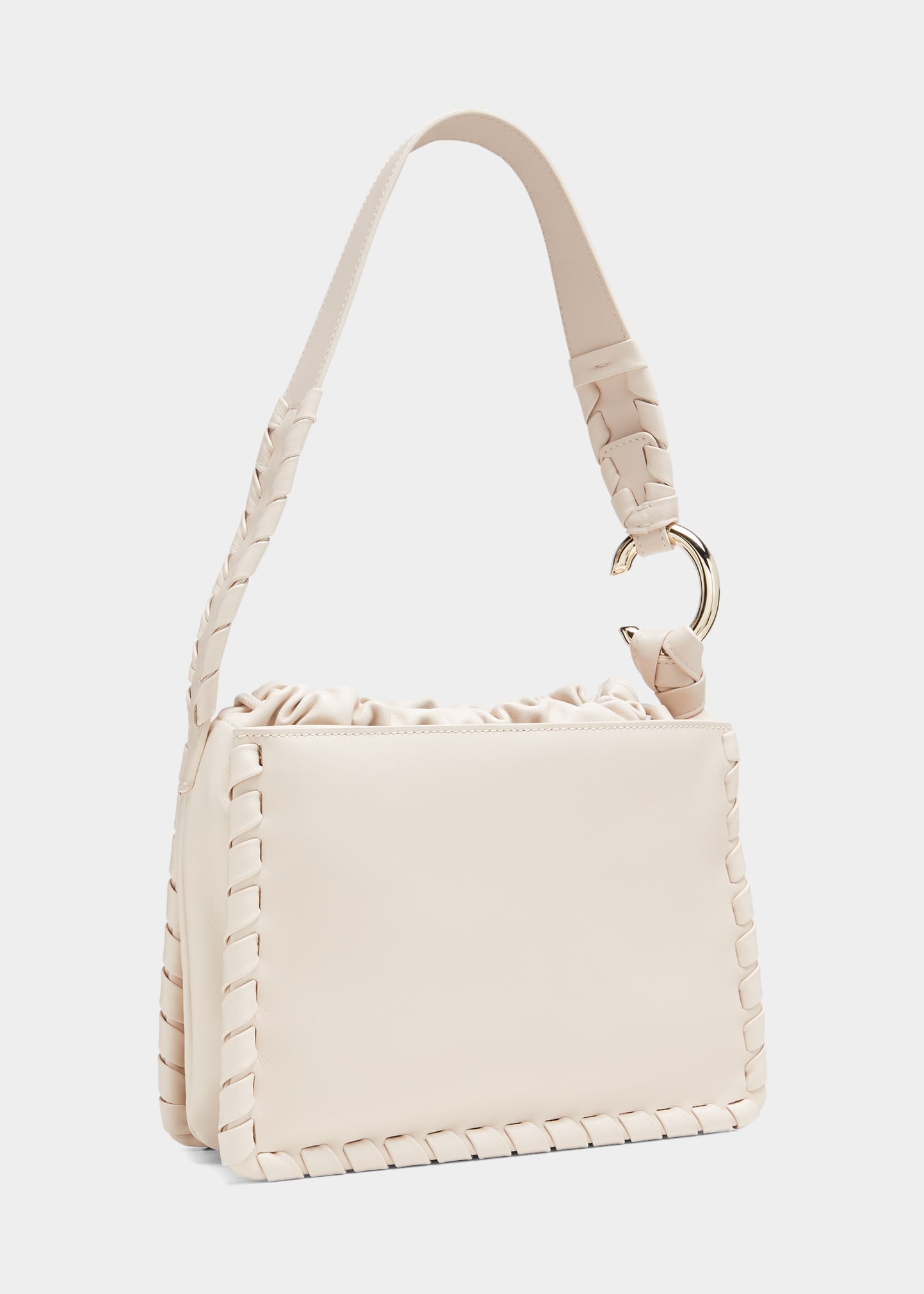 Mate Drawstring Woven Leather Shoulder Bag - 3