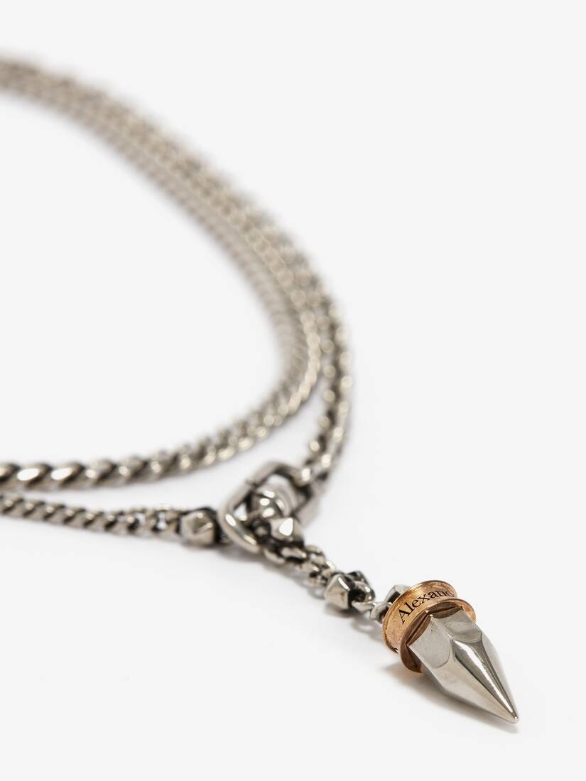Men's Punk Stud Necklace in Antique Silver - 3