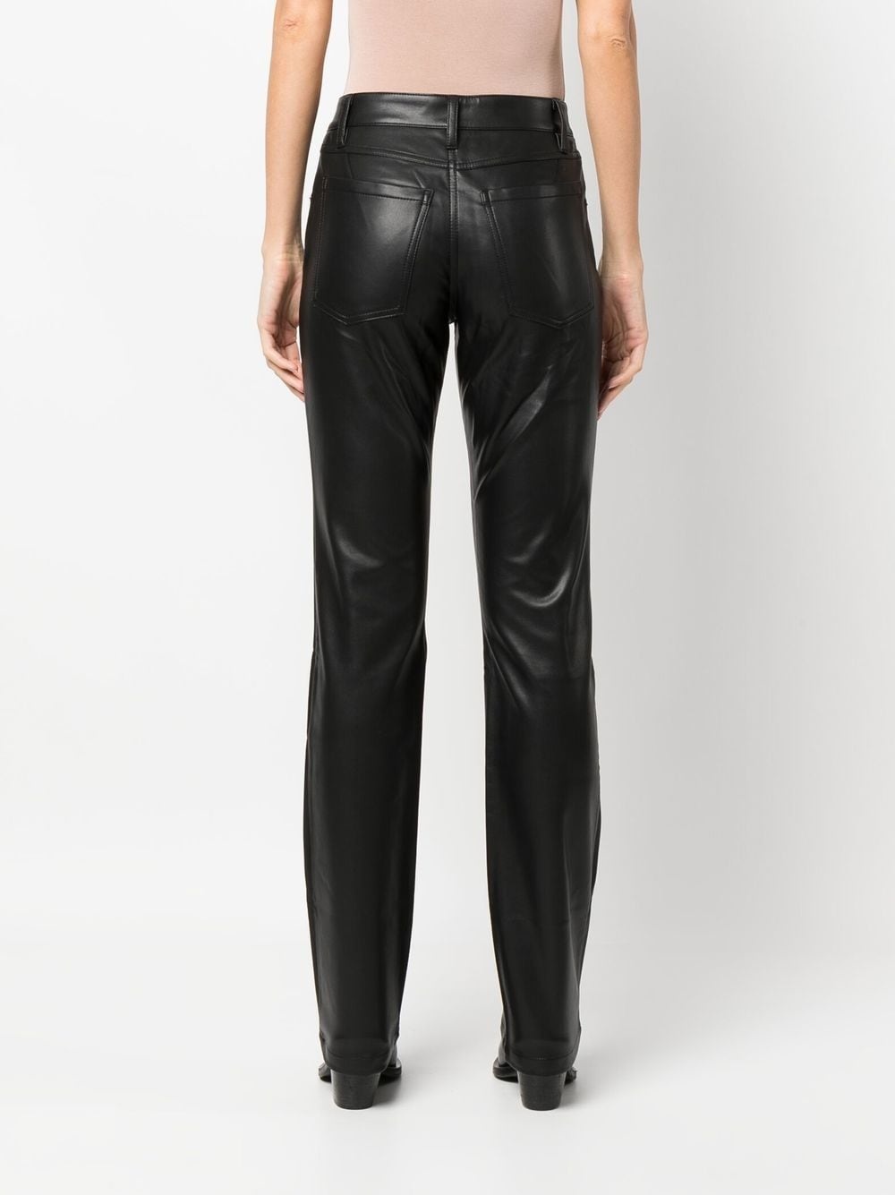 faux-leather straight-leg trousers - 4