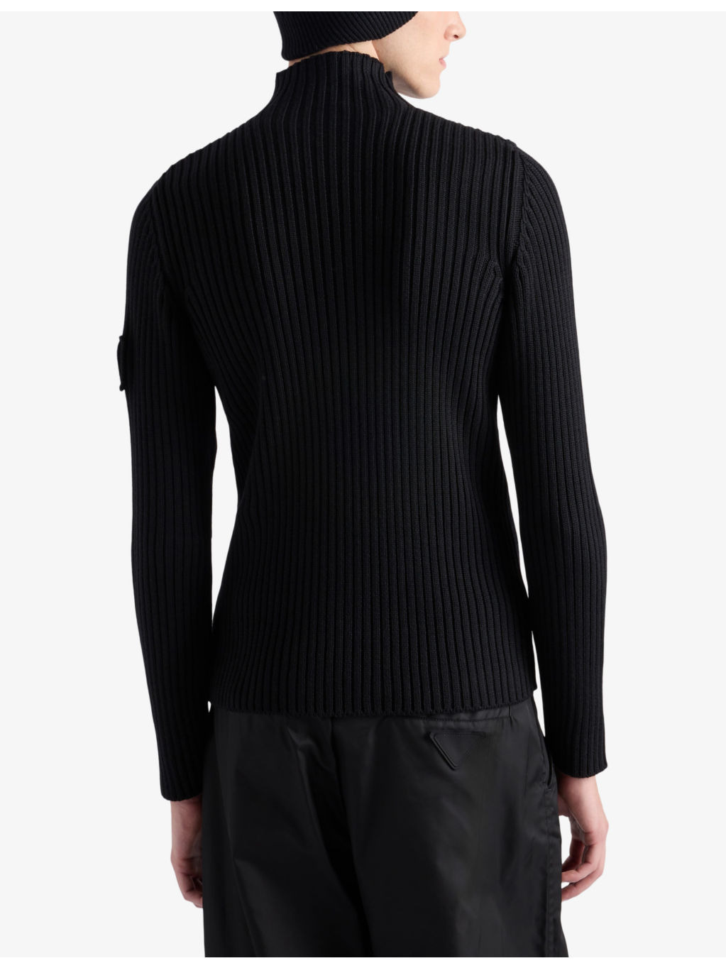 Turtleneck triangle-logo ribbed wool knitted jumper - 4