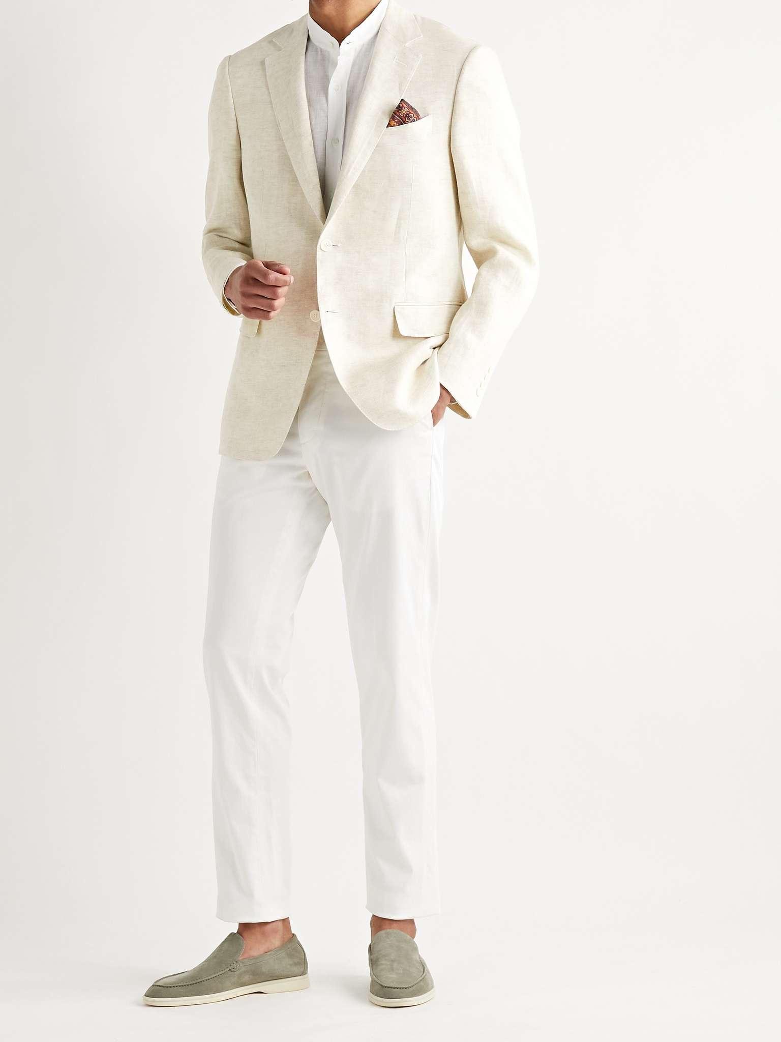 Slim-Fit Herringbone Linen Blazer - 2