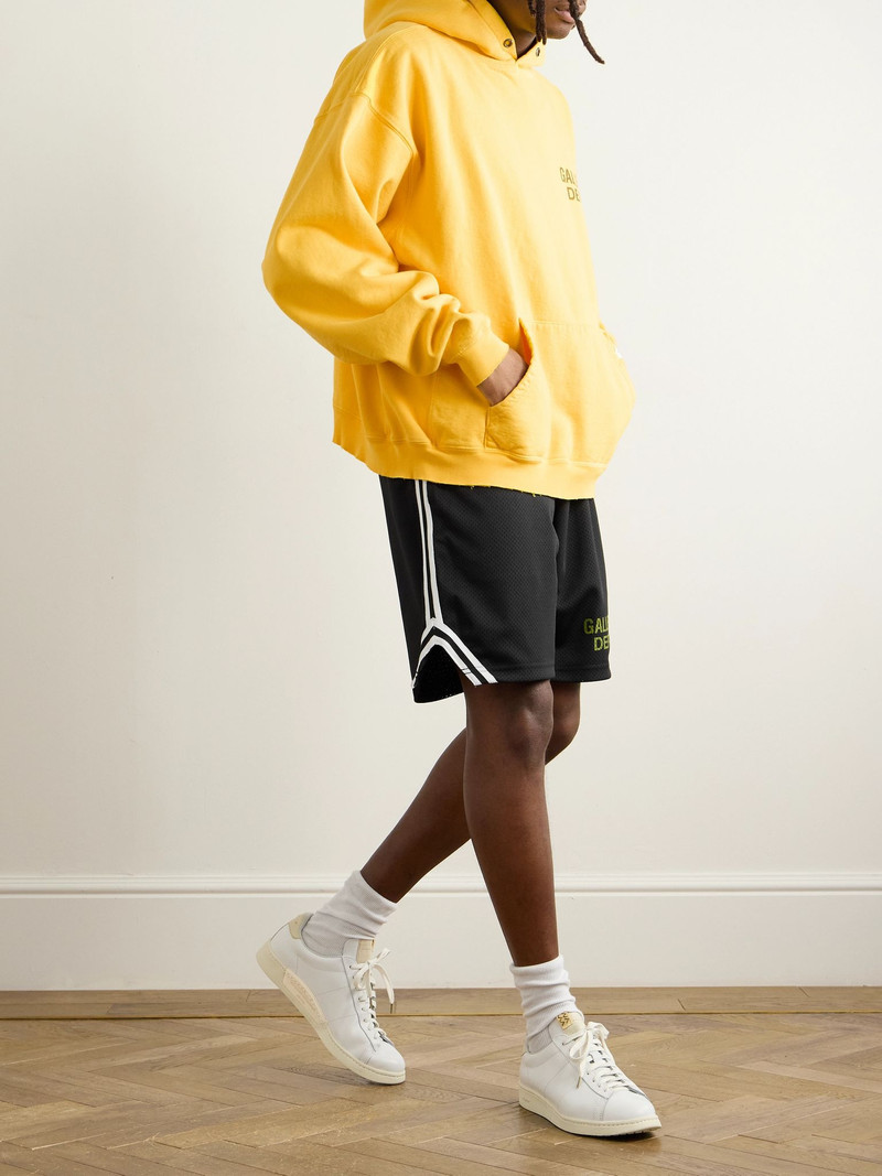 GALLERY DEPT. Venice Court Wide-Leg Logo-Print Webbing-Trimmed Mesh Shorts Black outlook