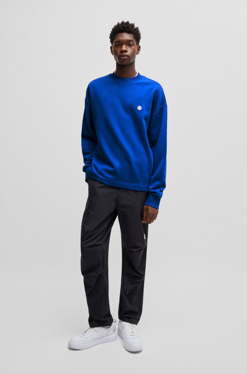 HUGO COTTON-TERRY SWEATSHIRT WITH HAPPY HUGO LOGO PATCH outlook