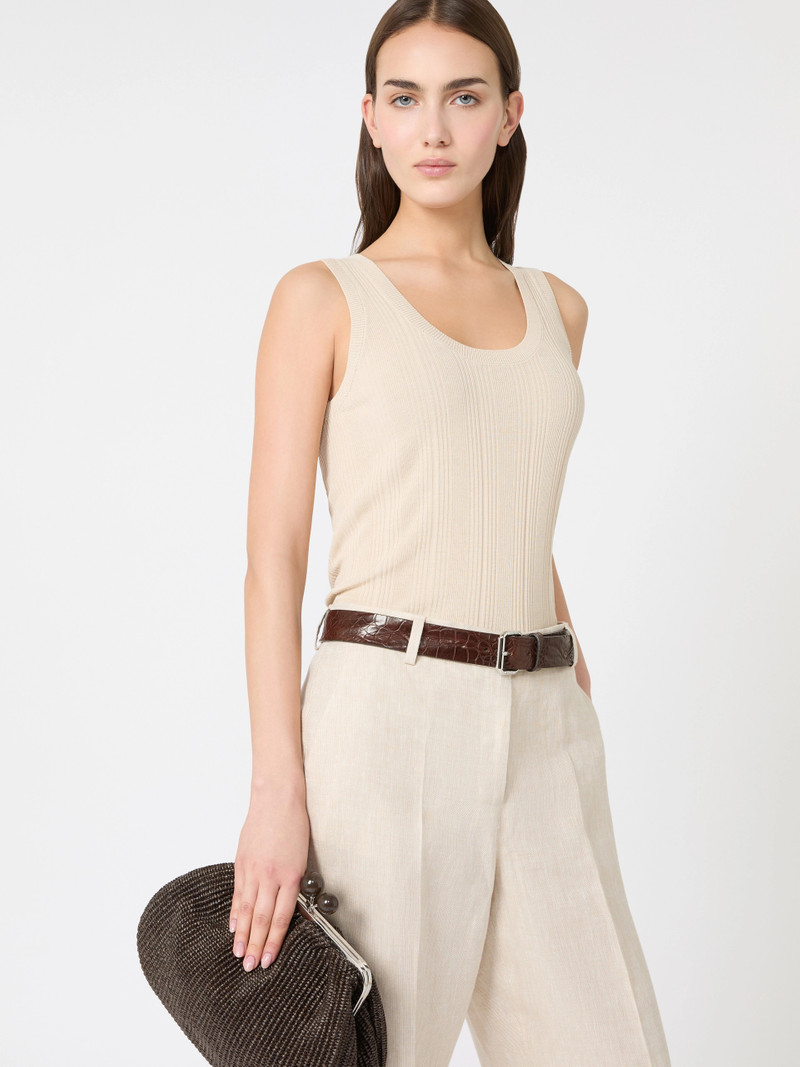 COSE Viscose yarn sleeveless jumper - BEIGE 5