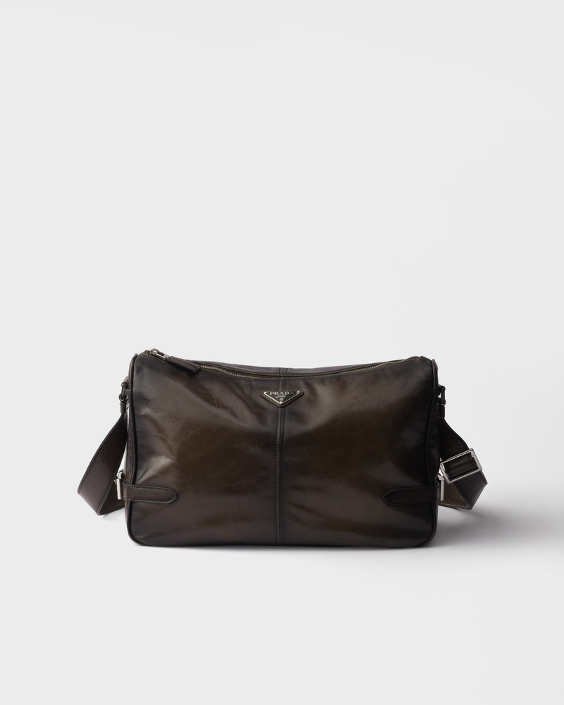 Antiqued leather zipper shoulder bag 1