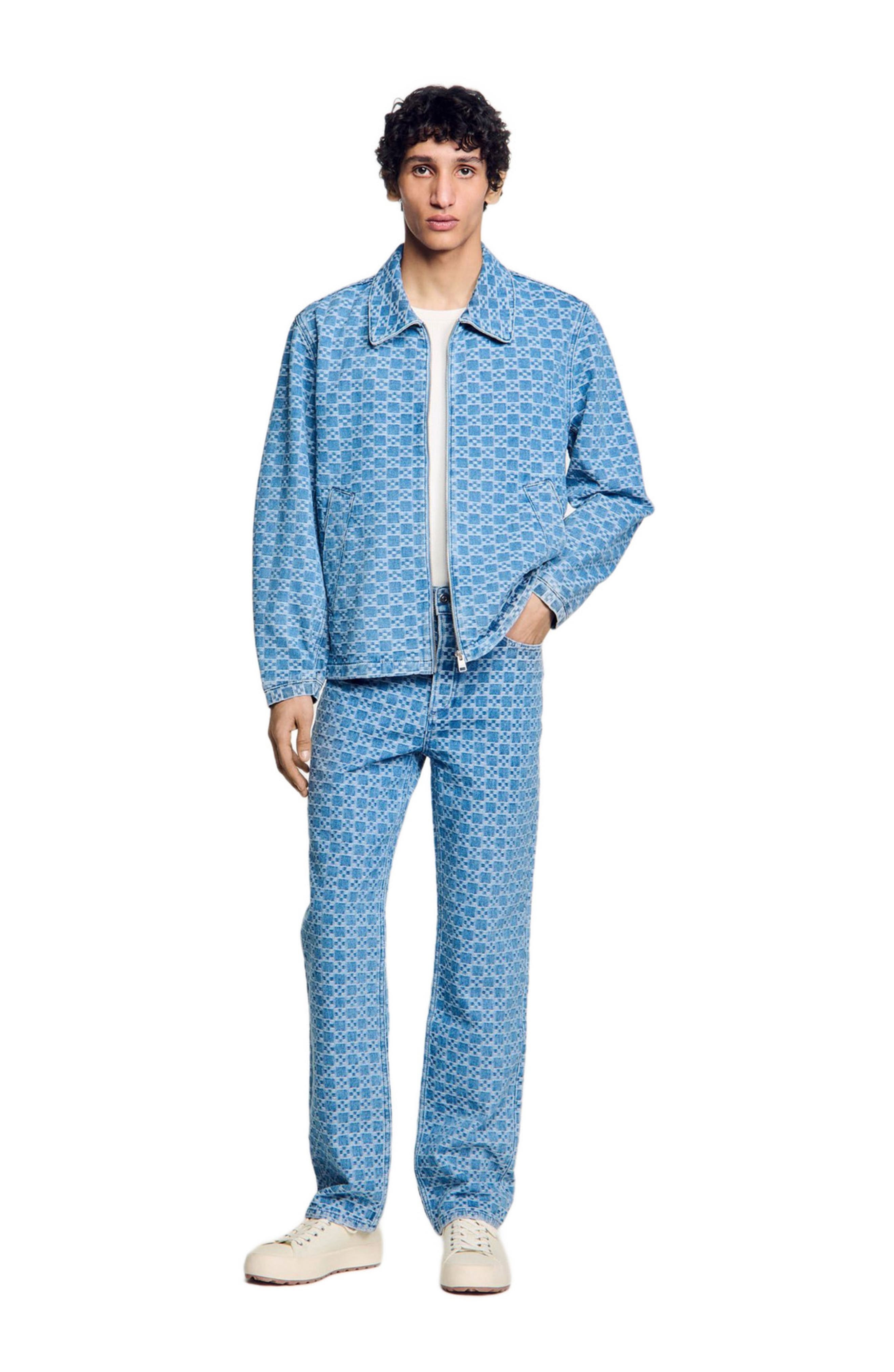 SANDRO Square cross denim jacket in Blue Vintage - 6