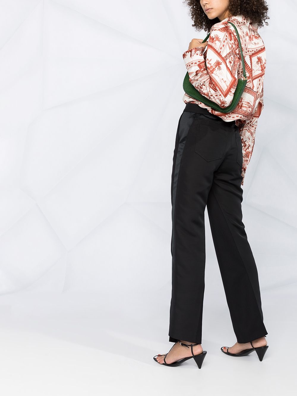 panelled asymmetric straight-leg trousers - 6