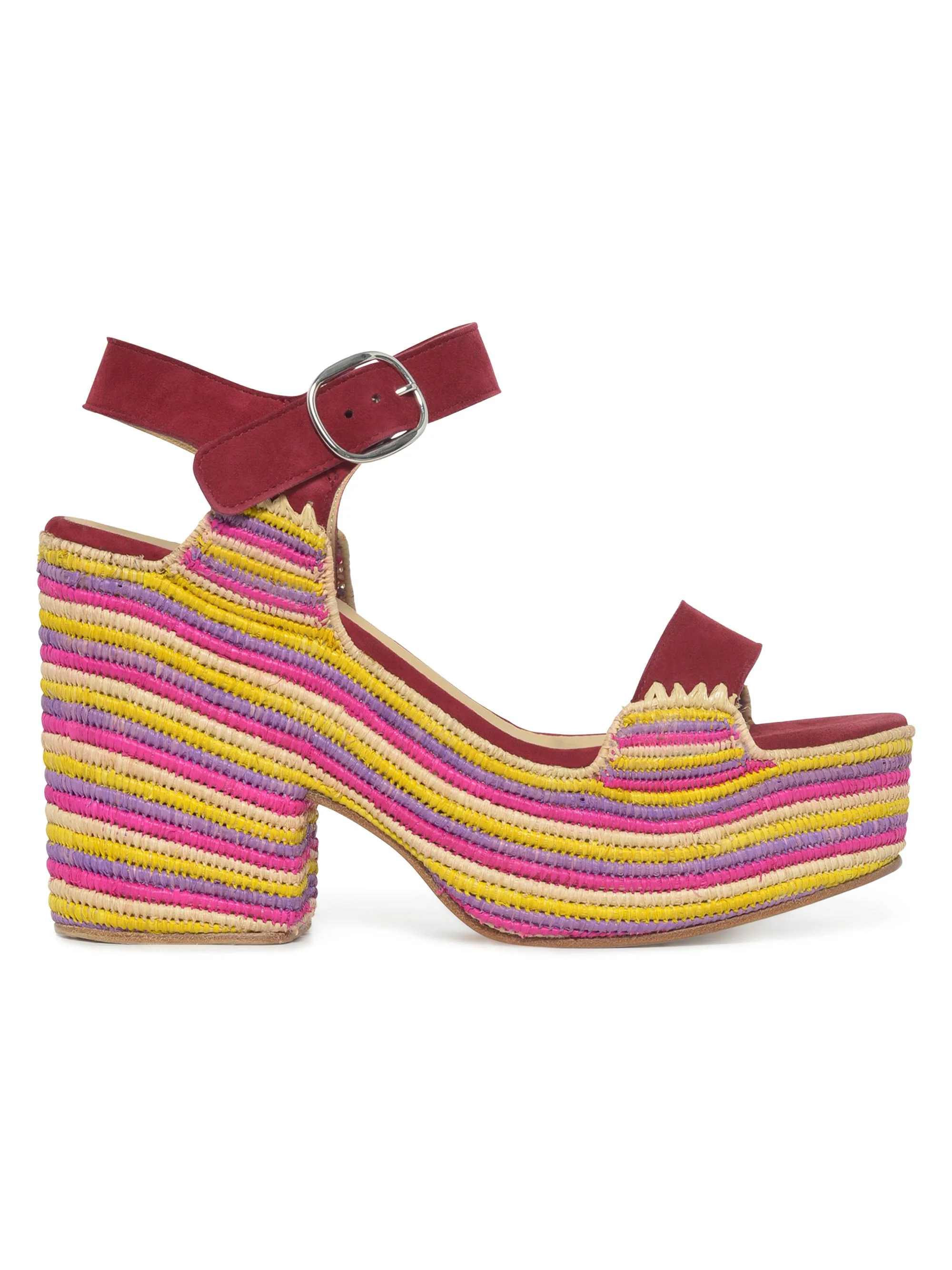 Women's Sardis 100MM Stripe Platform Sandals - Bordeaux Multi - 1