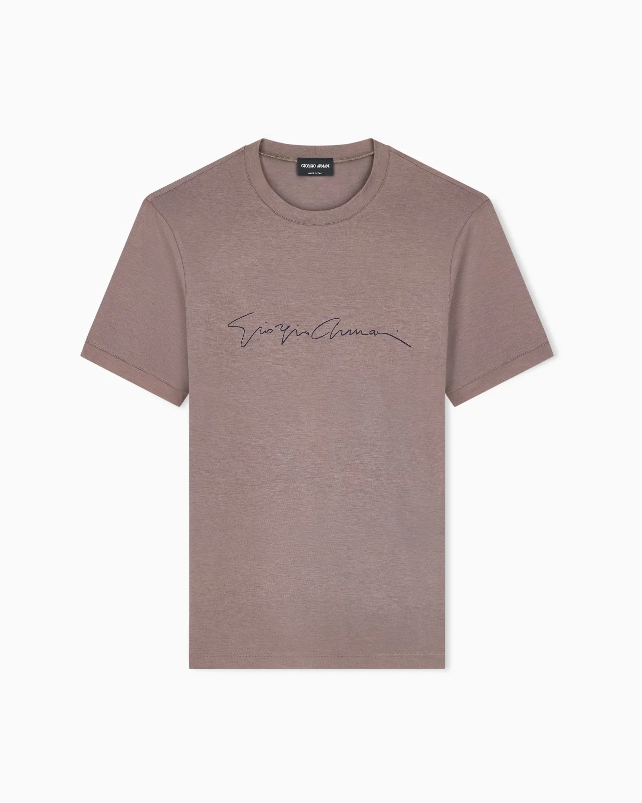 STRETCH T-SHIRT IN VISCOSE WITH CREW NECK AND LOGO - 1
