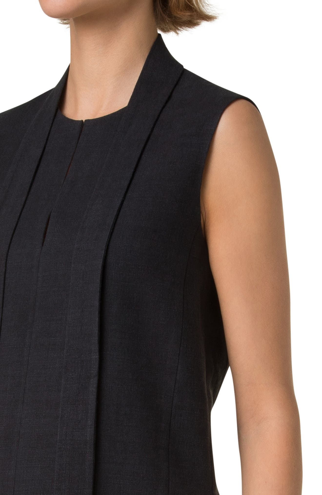 Akris Sleeveless Linen & Wool Blouse in Black at Nordstrom - 4