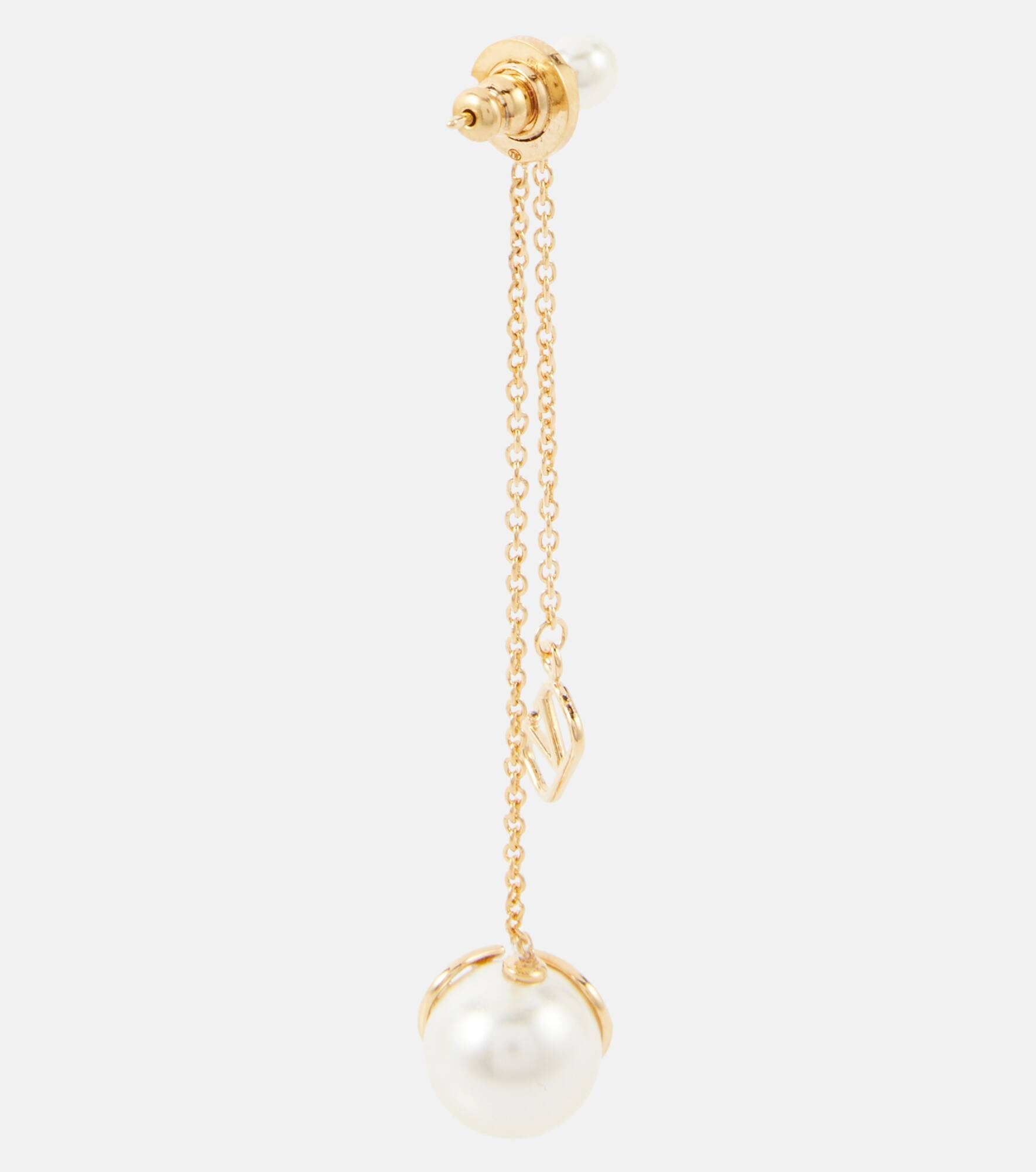 VLogo Signature faux pearl earrings - 5
