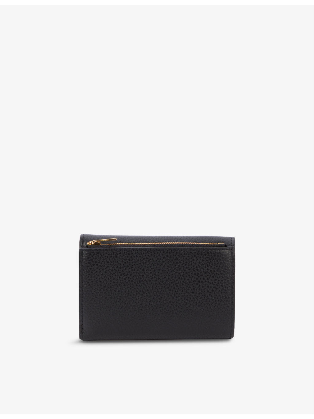 Plaque-embellished grained leather folded wallet - 3
