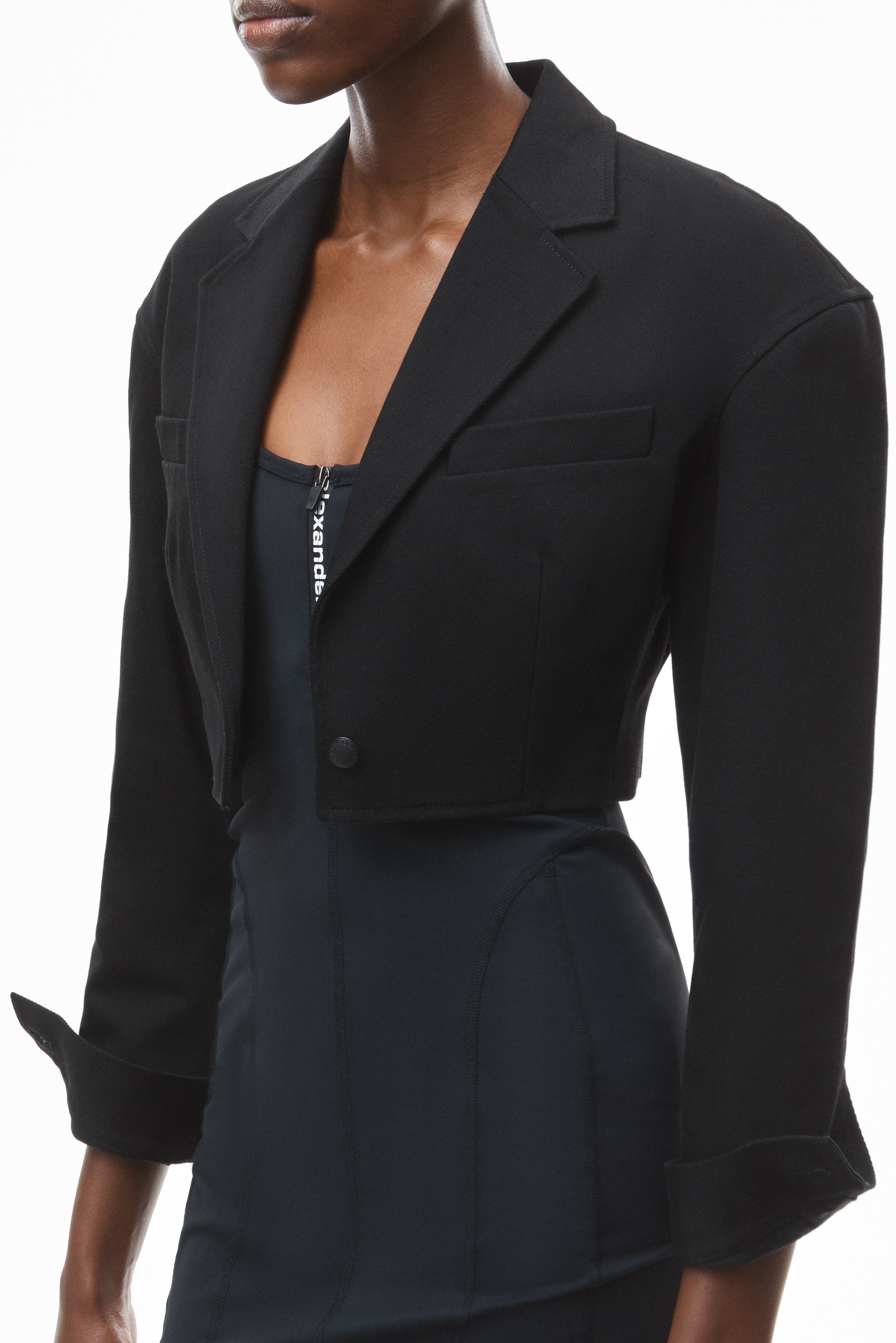 RELAXED CROPPED BLAZER IN DENIM - 3