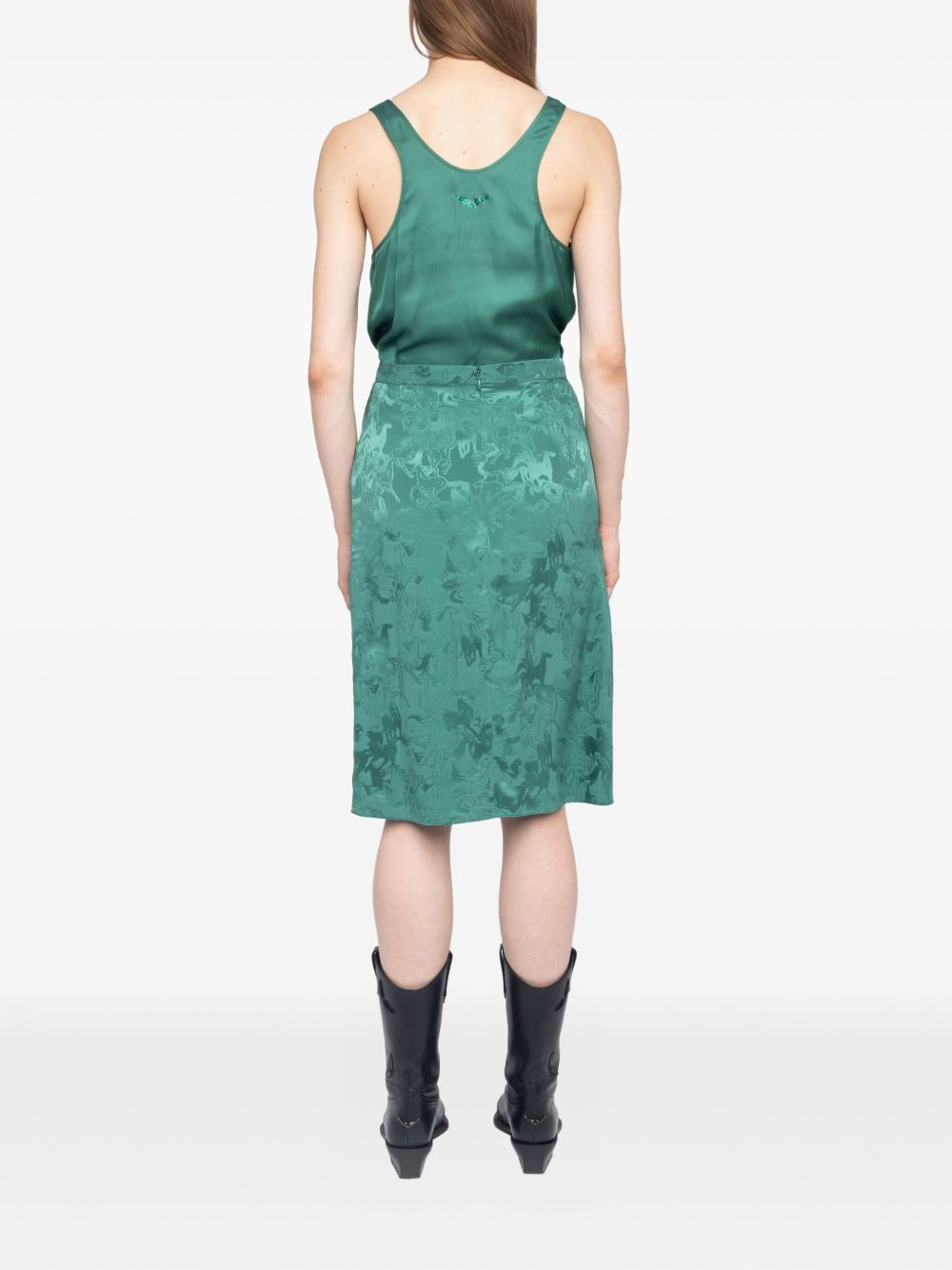 Julen horse-jacquard lace-insert midi skirt - 3