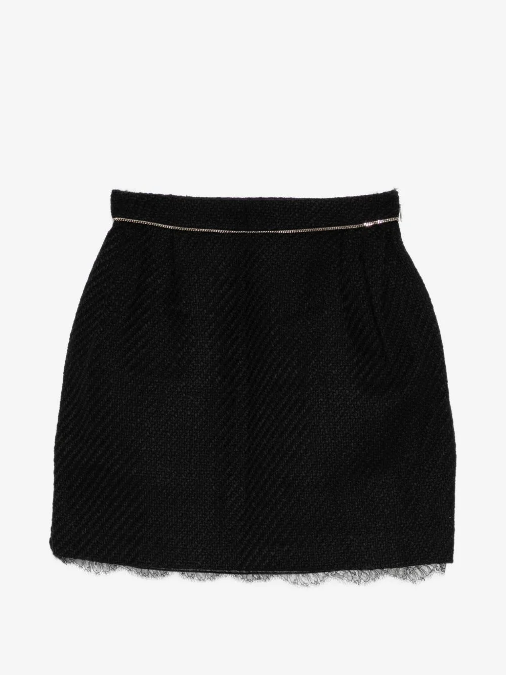 lace-trimmed tweed skirt - 1