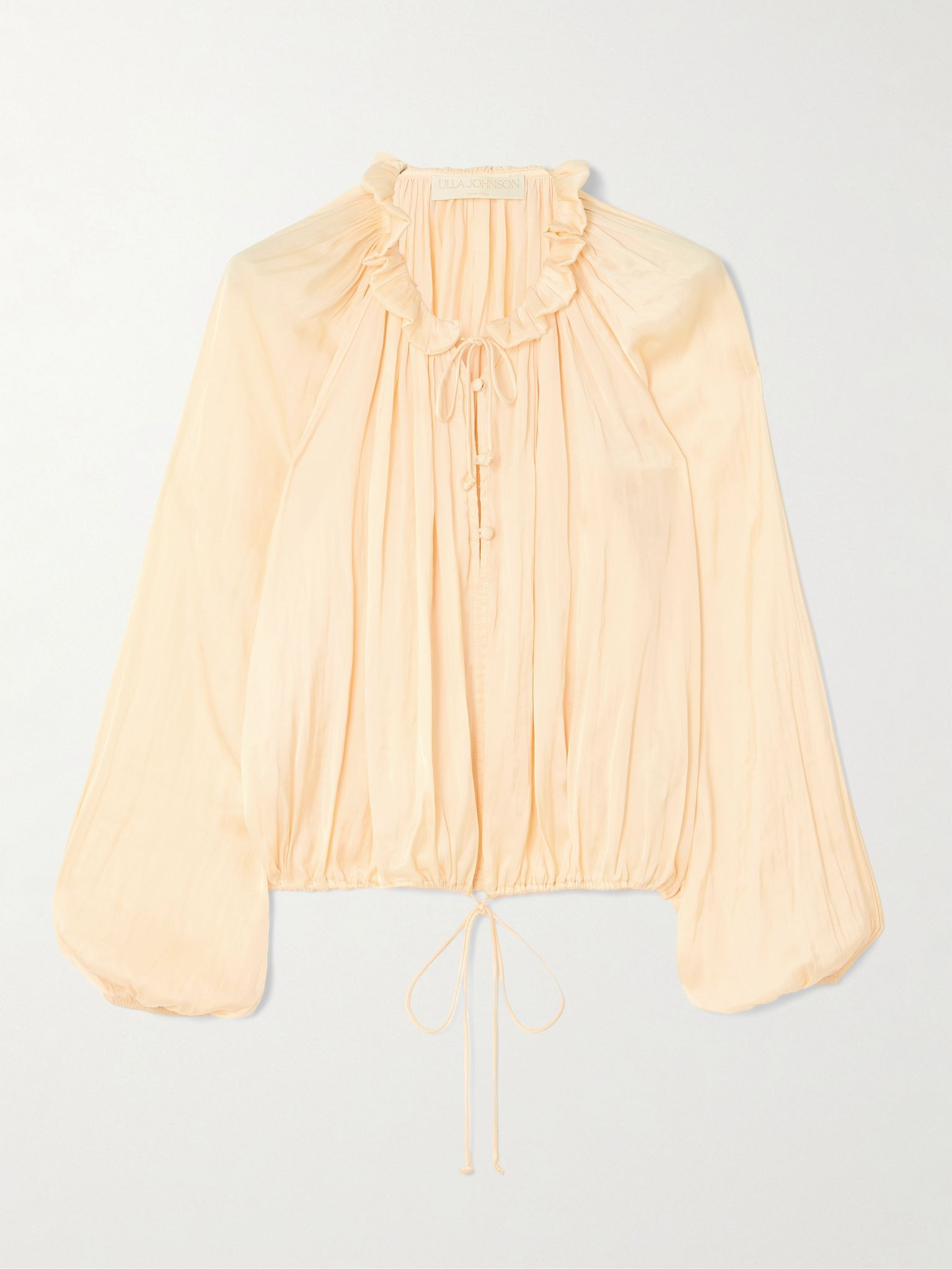 Laurette gathered washed-satin blouse Cream - 1