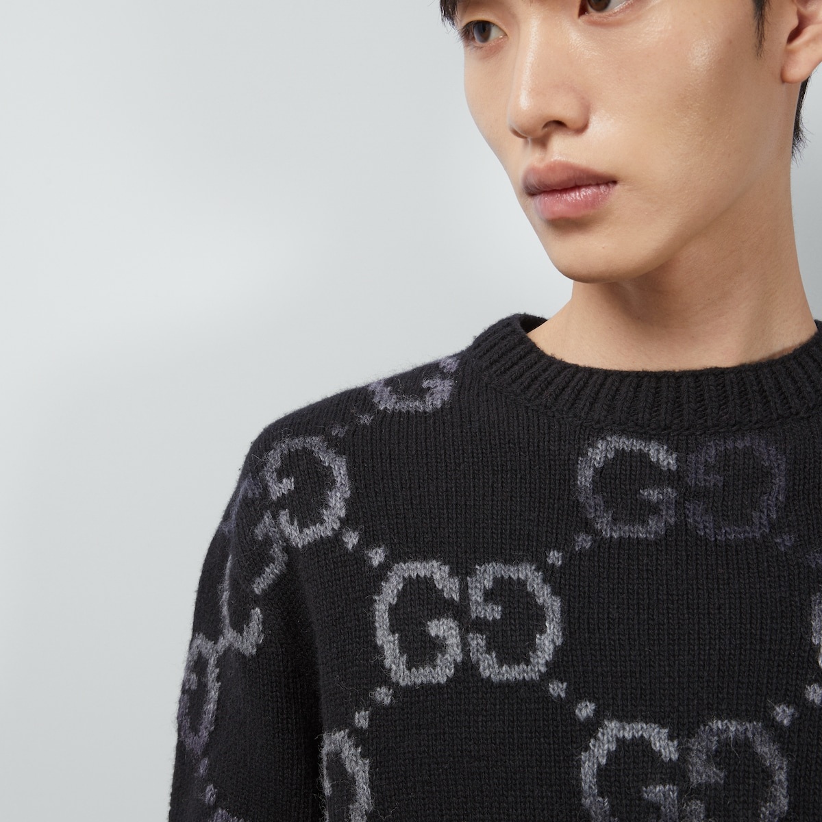 Wool sweater with GG intarsia - 3