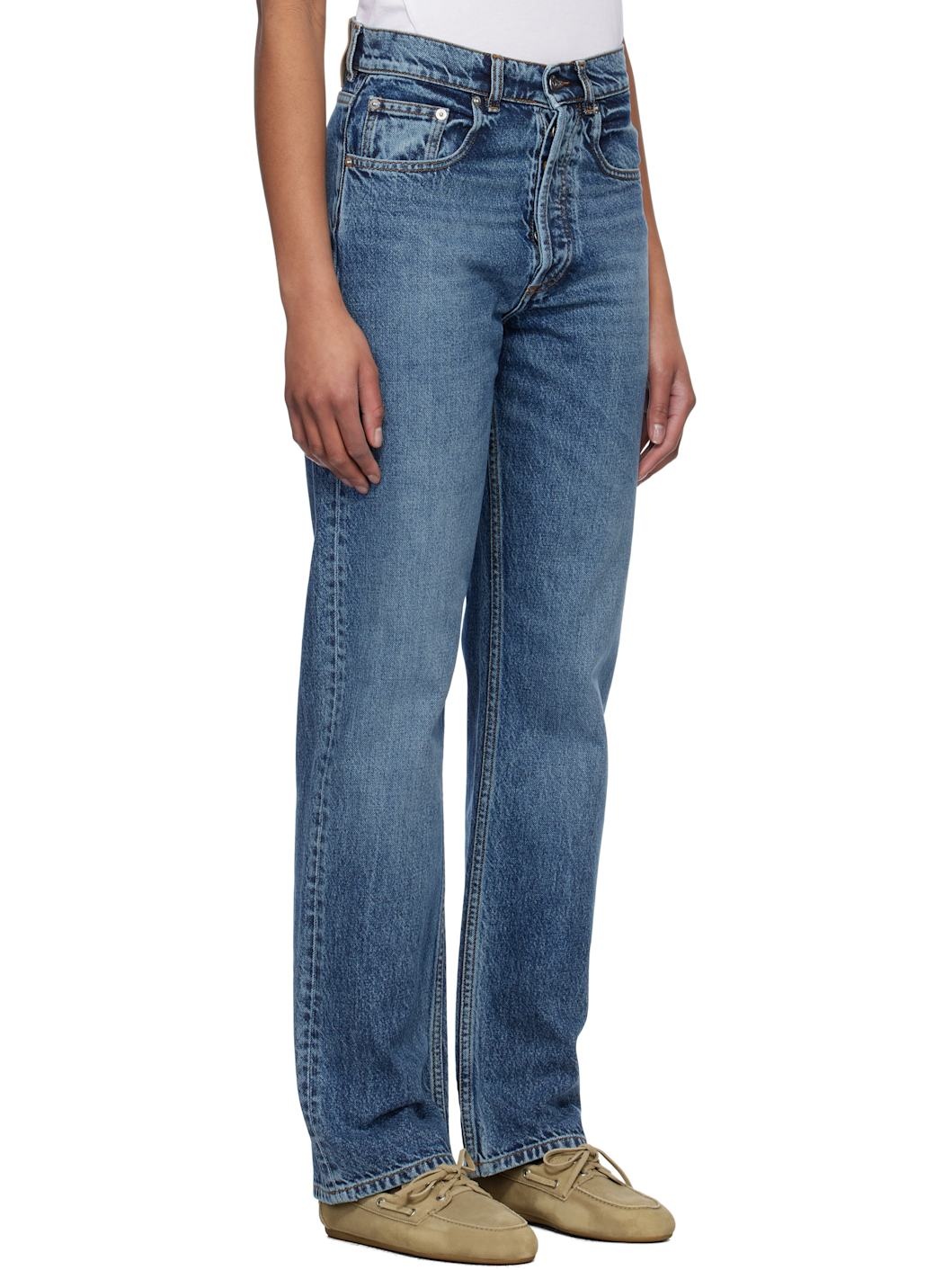Blue 5 Pocket Straight Leg Jeans - 2