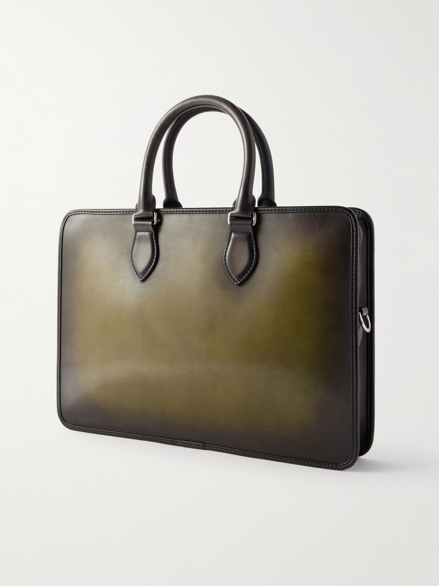 Un Jour Mini Scritto Venezia Leather Briefcase Green - 3