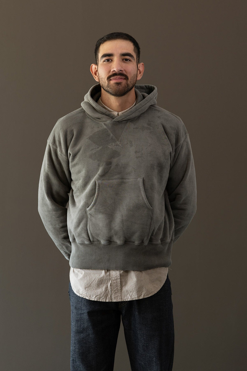TAIGA TAKAHASHI Lot.606 Hooded Sweatshirt - Logwood Dyed Gray outlook