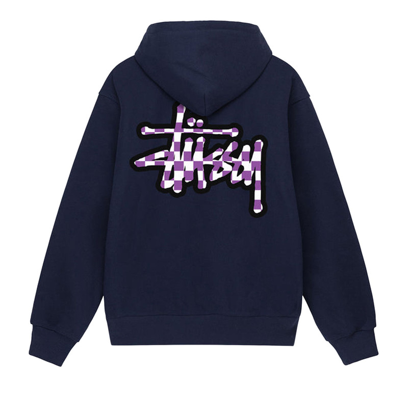 Stüssy Stussy Checker Stock Hoodie 'Navy' outlook