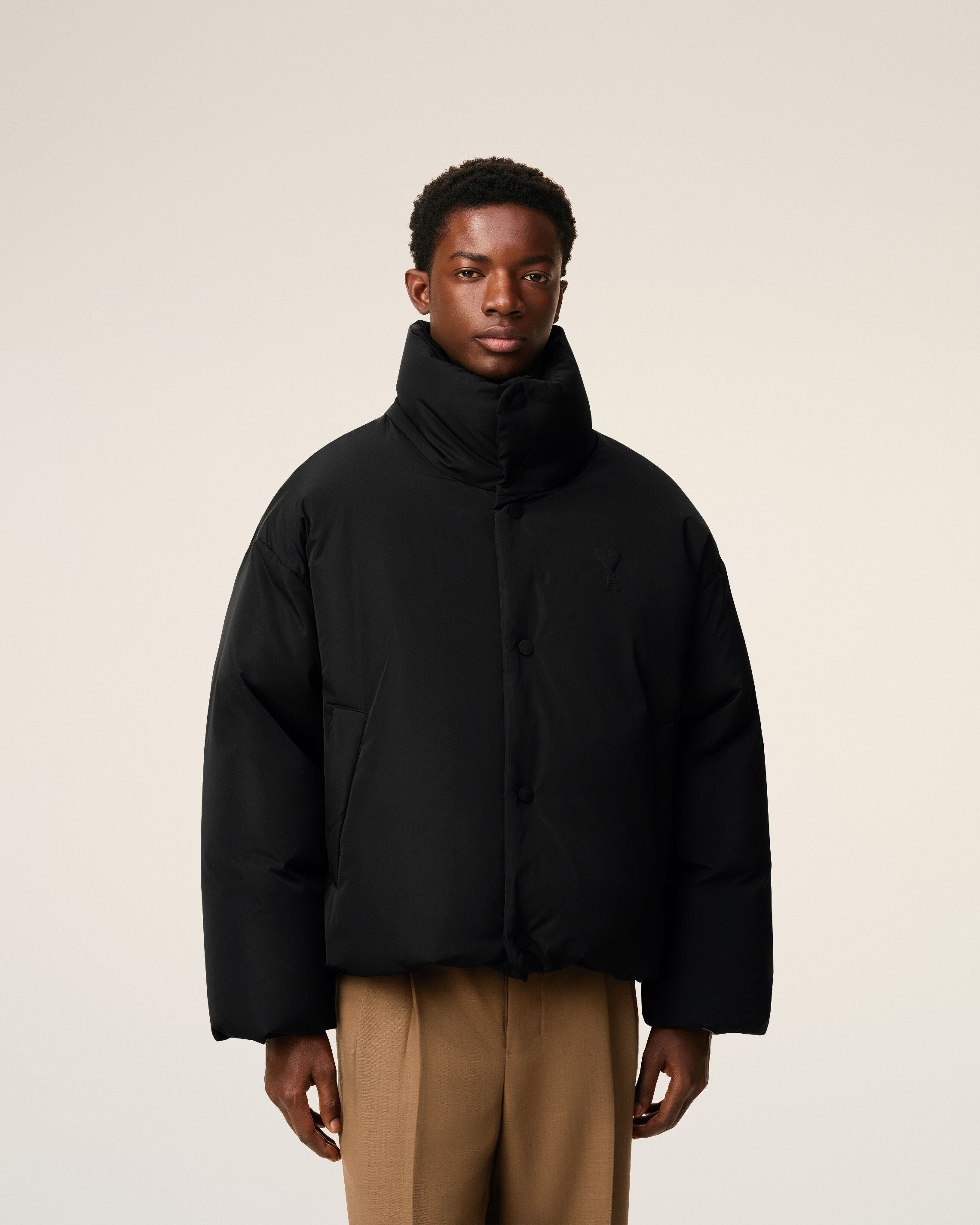 BLACK TAFFETAS AMI DE COEUR DOWN JACKET - 3