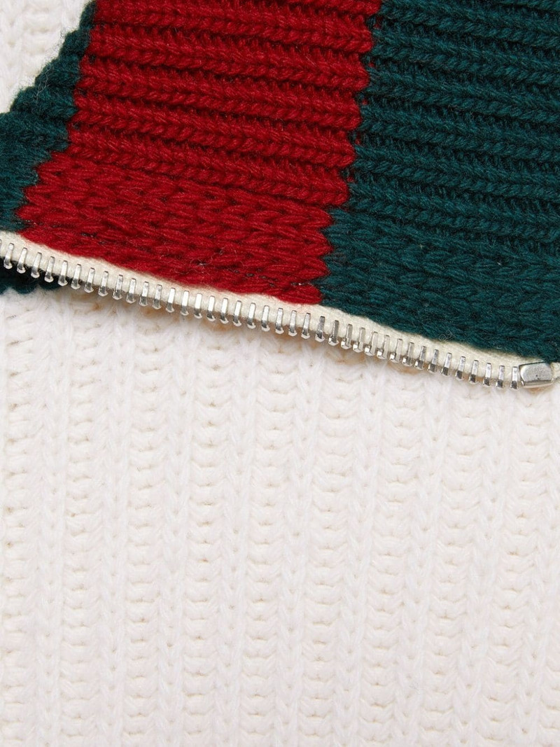 Web-stripe ribbed wool cardigan 6