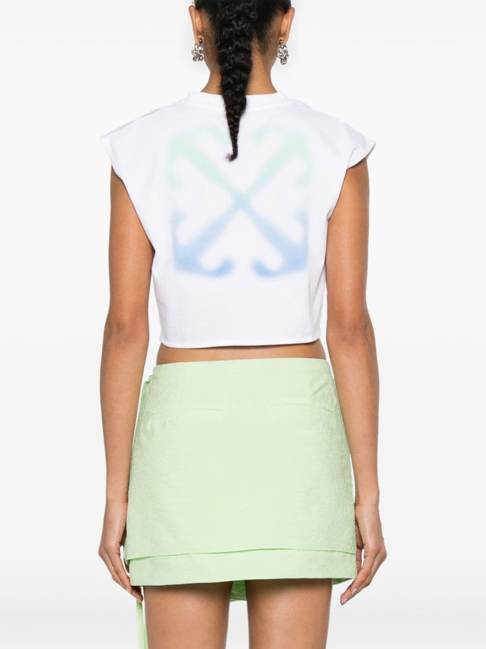 Arrows-motif cotton crop top - 4