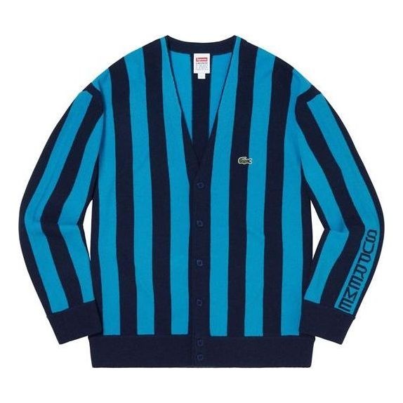 Supreme X Lacoste Stripe Cardigan FW19 Jacket 'Blue' SUP-FW19-566 - 1