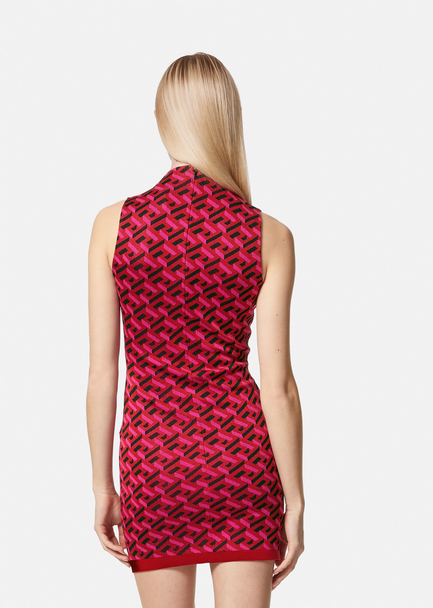 VERSACE La Greca 3-D Maze Logo Monogram Print Mini Dress sz US M/ IT 46  $1795