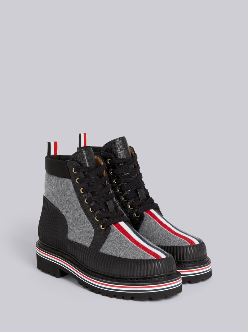 Medium Grey Lightweight Boiled Wool Engineered Stripe Waterproof Pu Sole All Terrain Boot 3