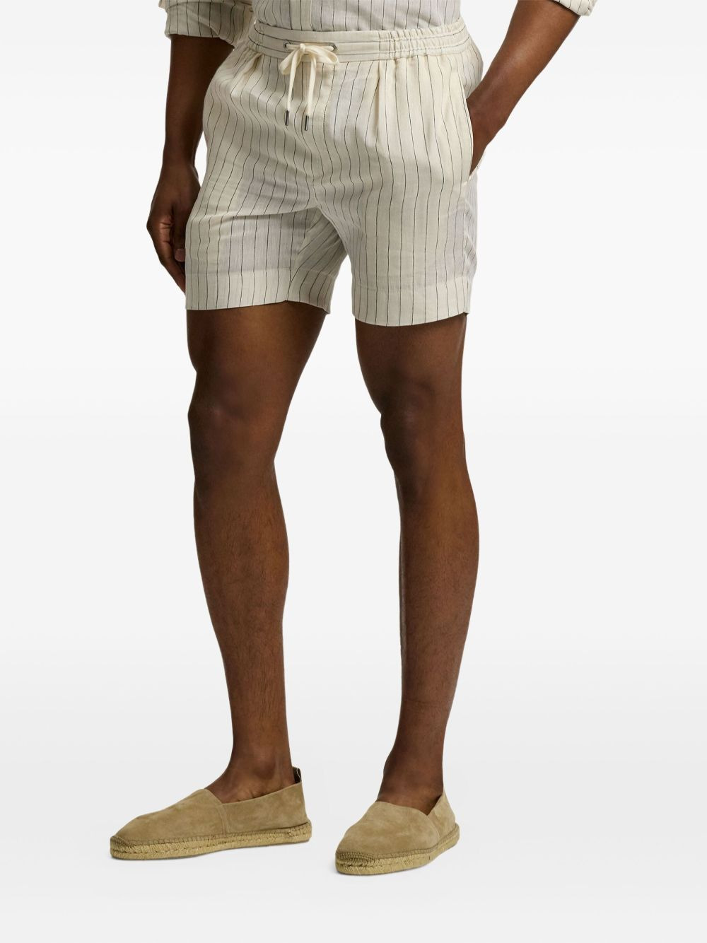 pinstripe drawstring shorts - 4