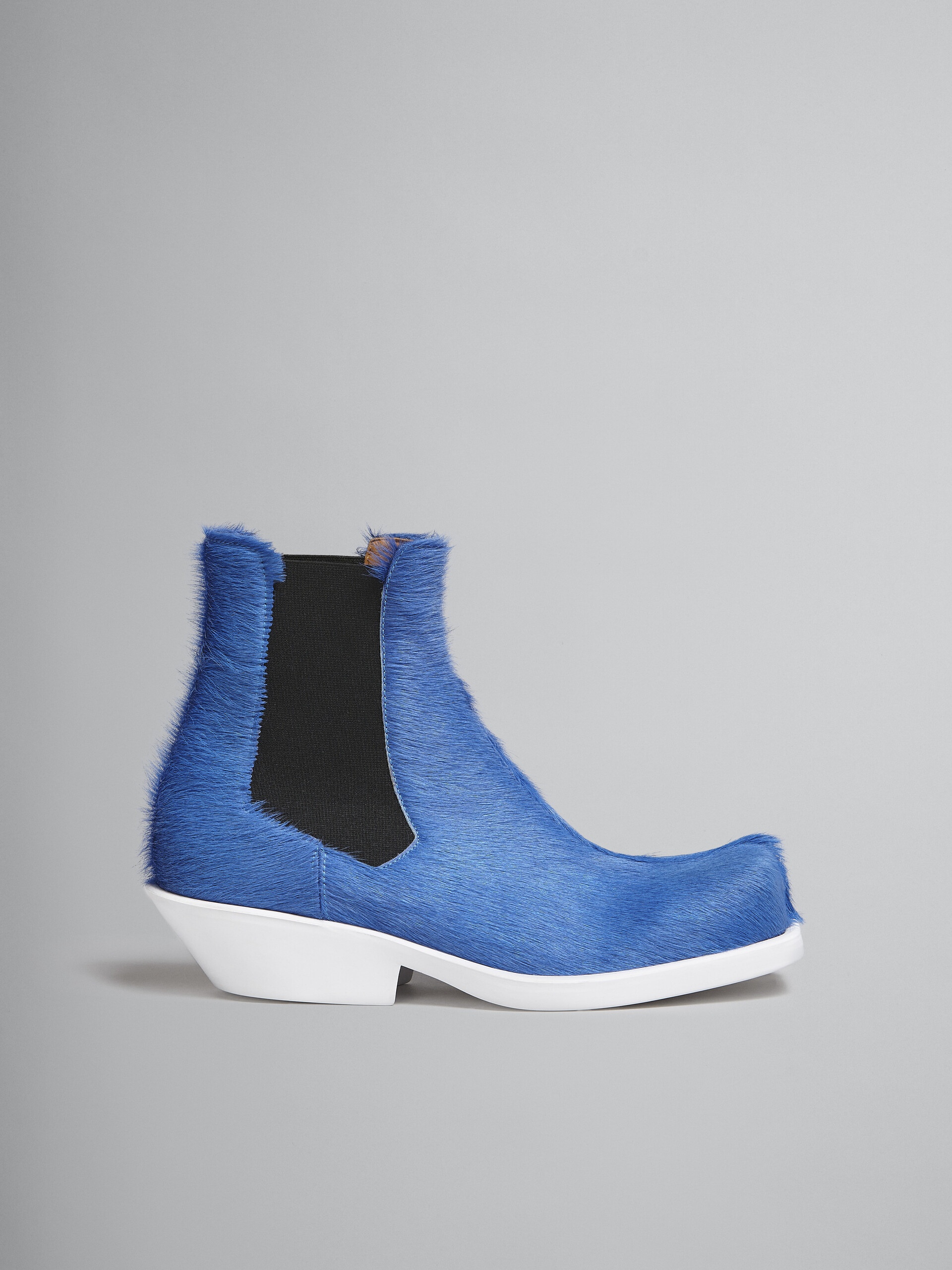 BLUE LONG HAIR CALFSKIN CHELSEA BOOT - 1