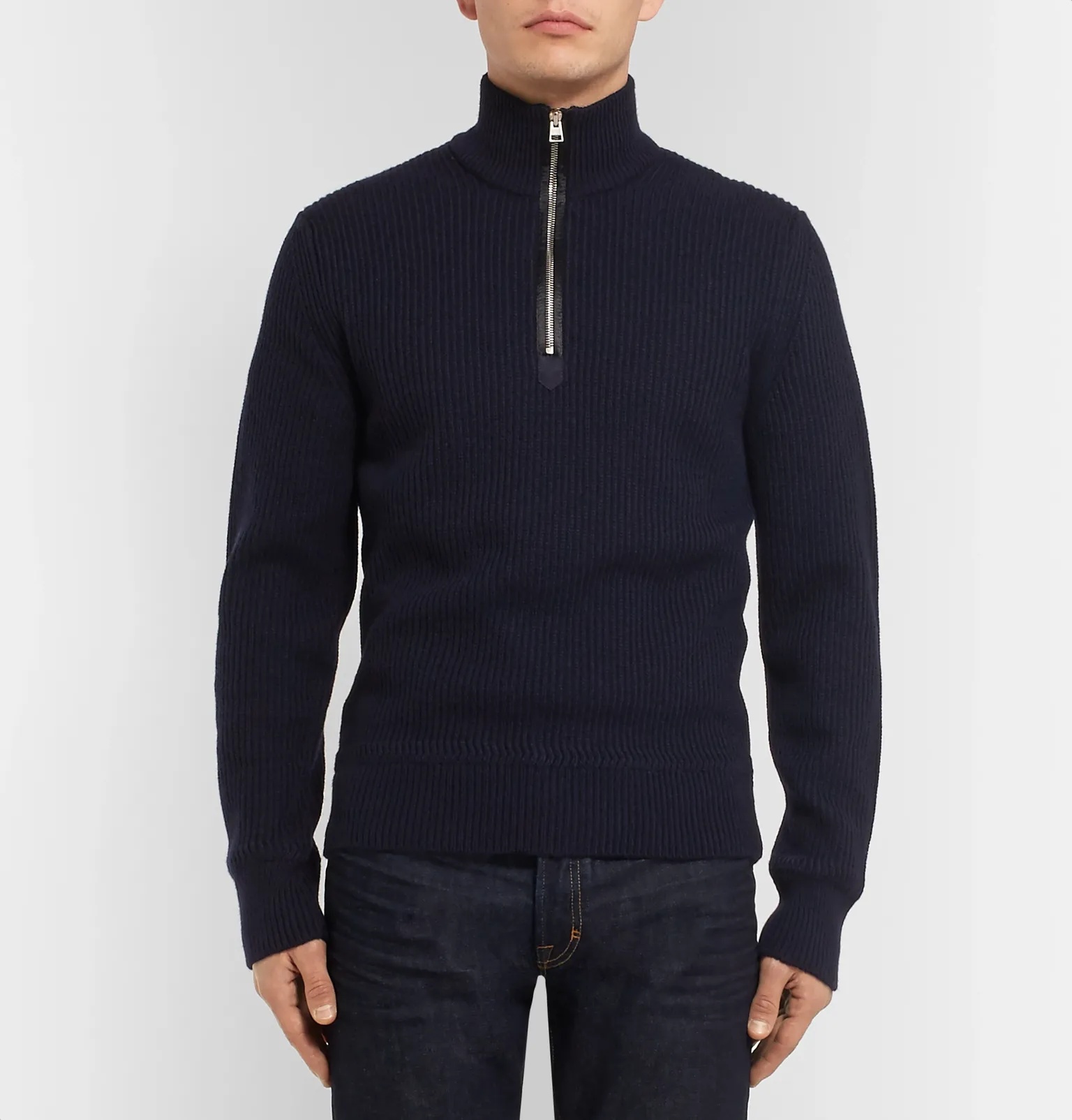 Ribbed Wool and Cashmere-Blend Half-Zip Sweater - 4