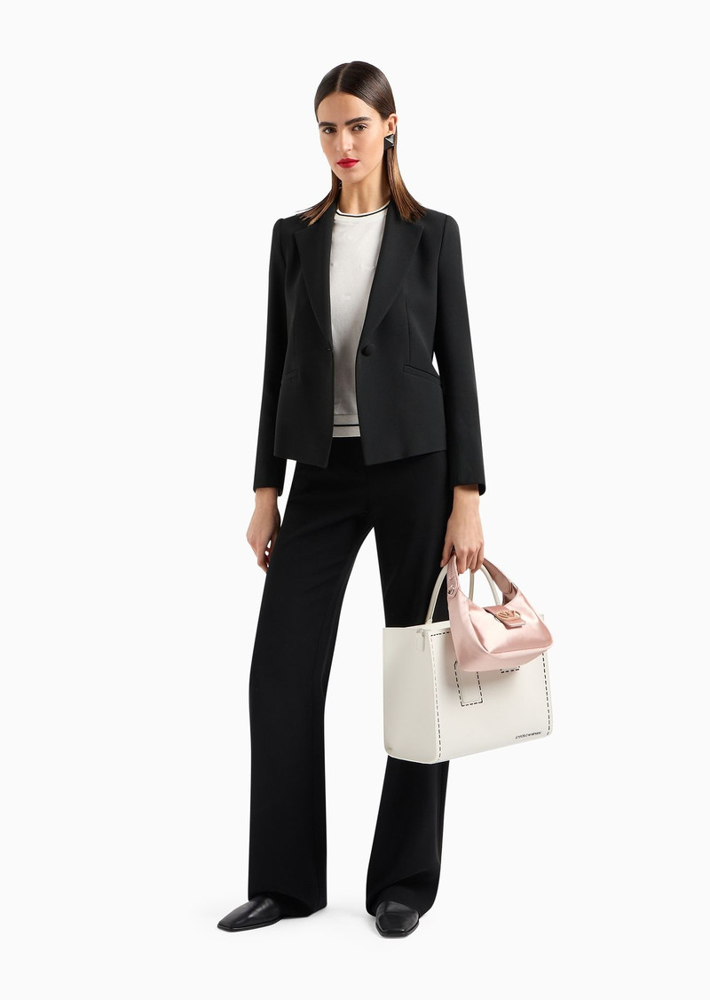 EMPORIO ARMANI Short-sleeved jumper with all-over micro-eagle embroidery outlook