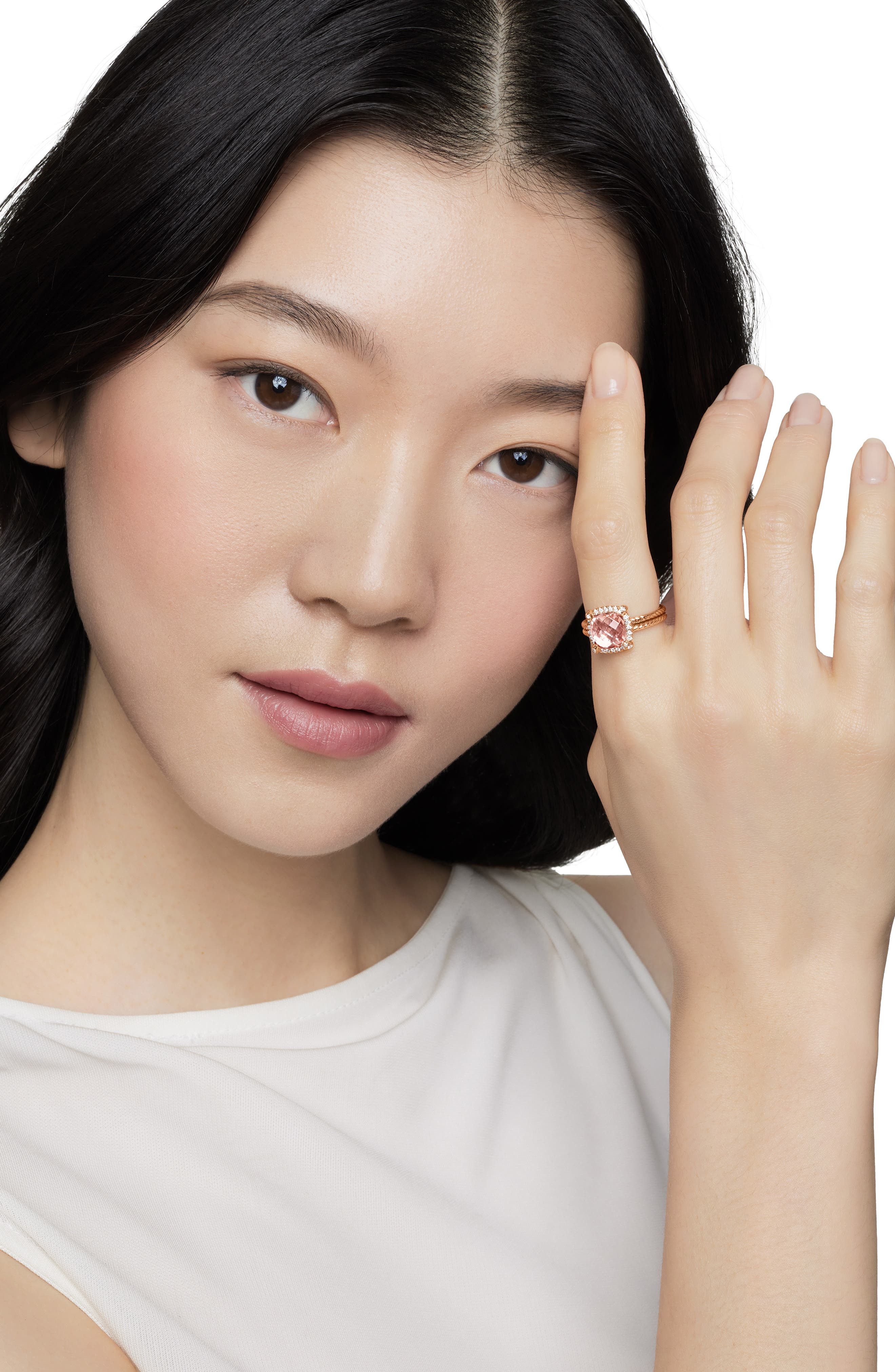 David Yurman Chatelaine® Pavé Bezel Ring in 18K Rose Gold in Rose Gold/Diamond/Morganite at Nordstro - 2