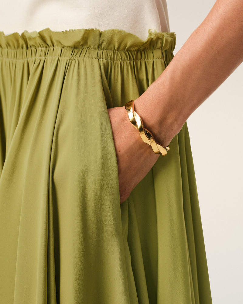 WHITE AND GREEN BICOLOR NEW WOOL MIDI DRESS 4
